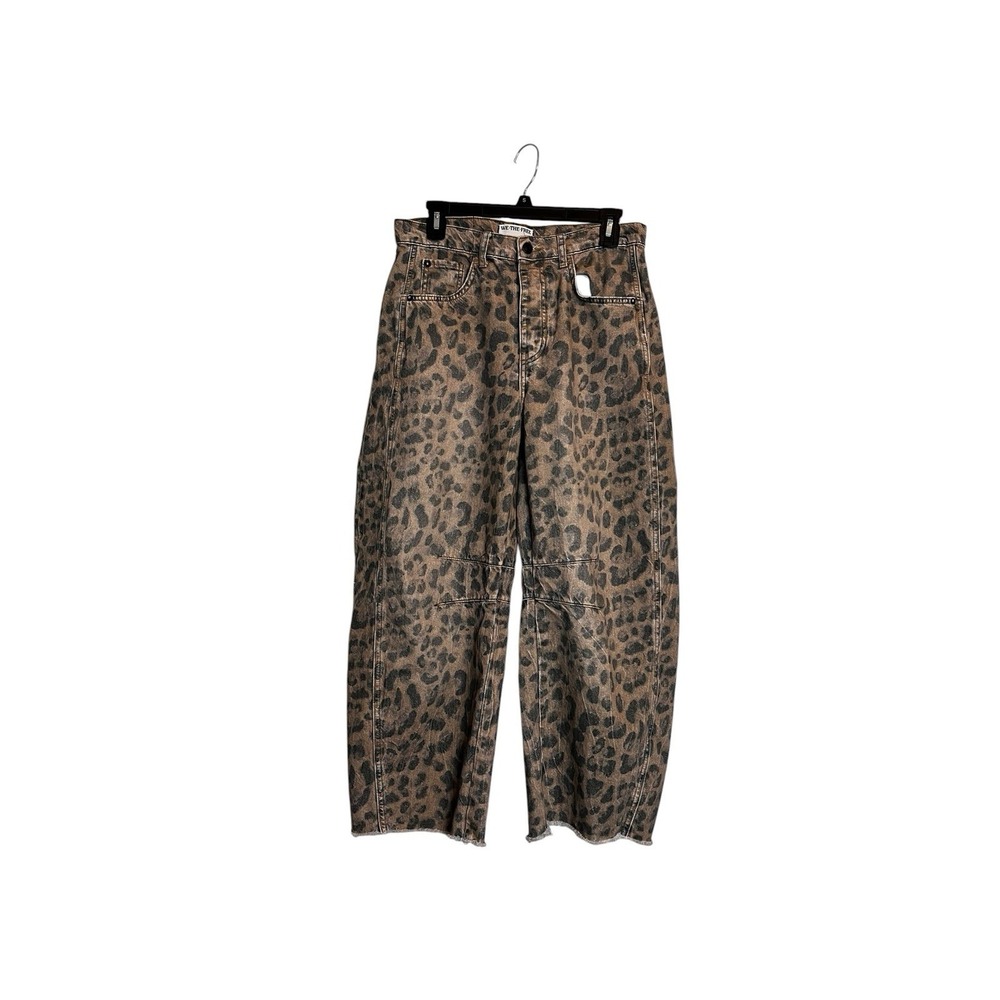 Free People We The Free Good Luck Barrel Jeans 27 Brown Sugar Combo Leopard